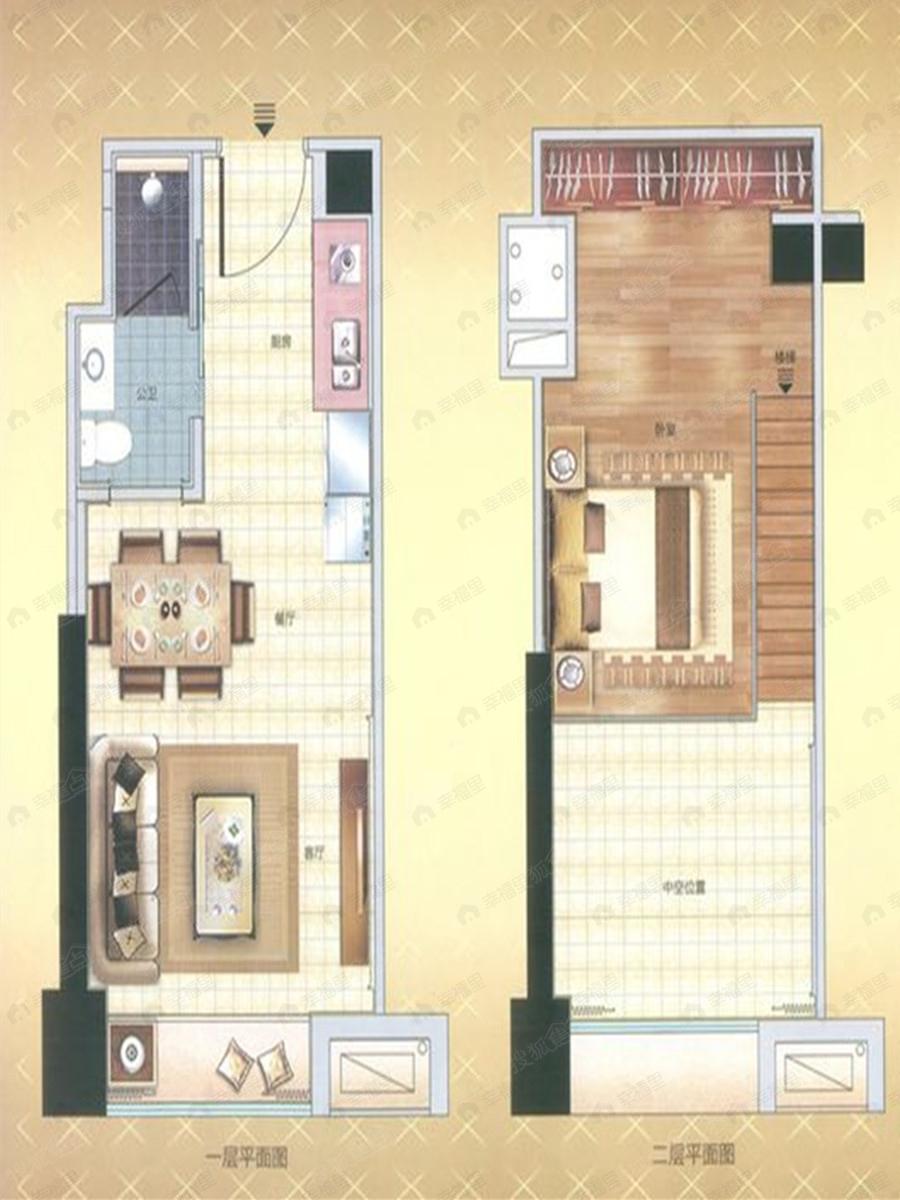 1室2厅建面35平户型图