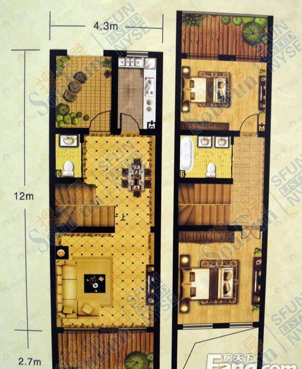 3室2厅1卫建面110平户型图