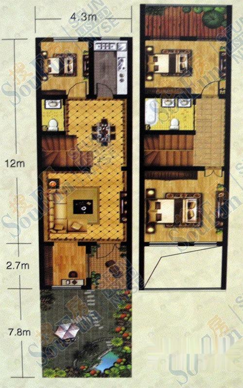 3室2厅1卫建面126平户型图