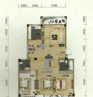 3室2厅1卫建面102平户型图