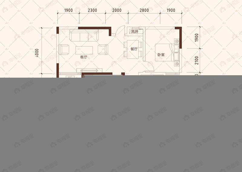 克拉美丽山庄二期3室2厅1卫户型图