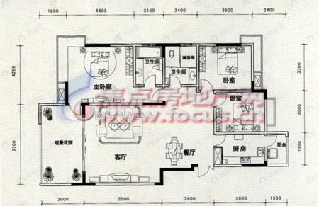 3室2厅建面144平户型图