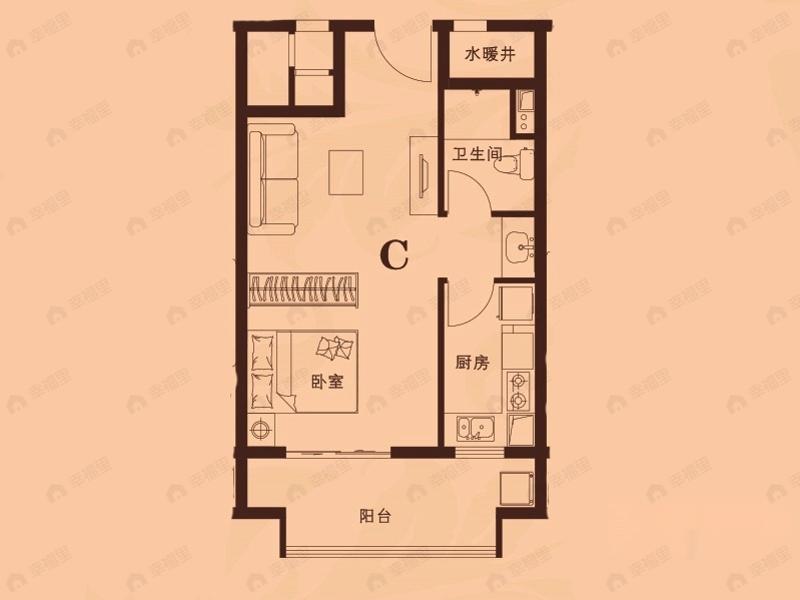1室1厅1卫建面56平户型图