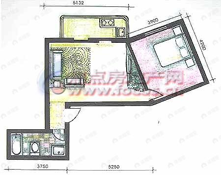 1室2厅建面64平户型图