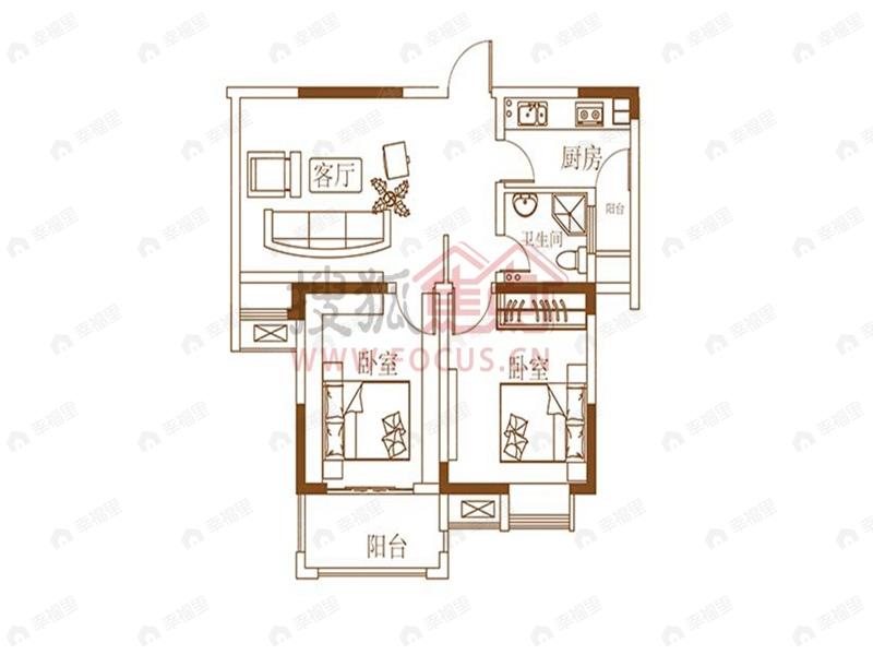 2室2厅建面78平户型图
