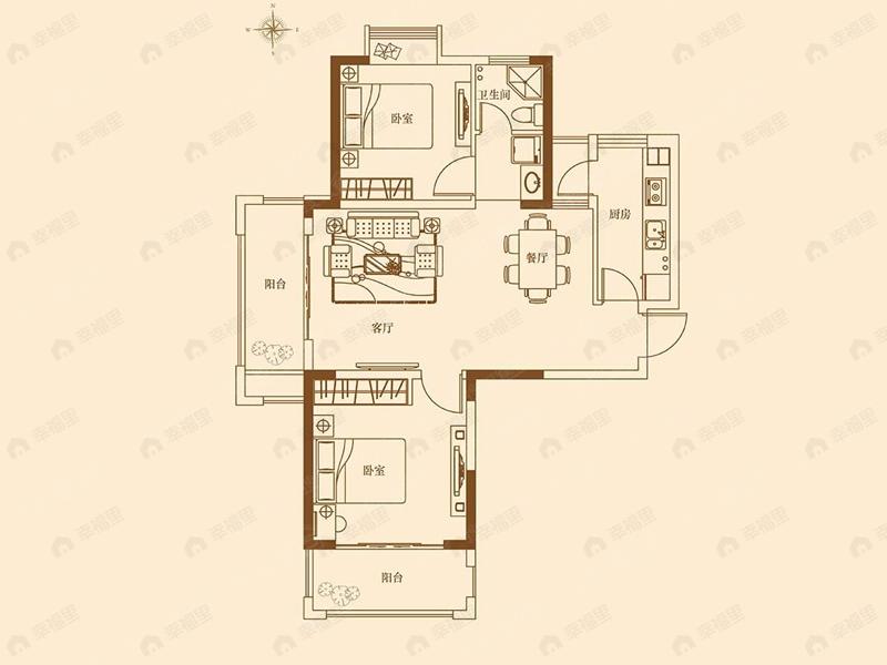 2室2厅建面92平户型图