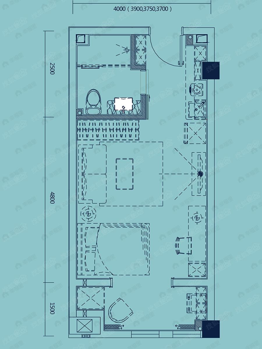 1室1厅建面49平户型图