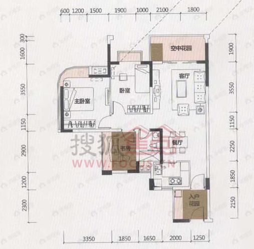 2室2厅建面83平户型图
