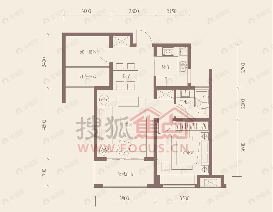海亮九玺2室2厅户型图