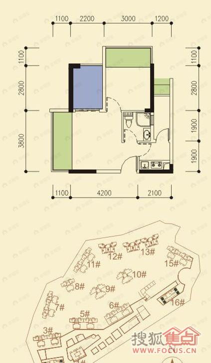 1室1厅建面48平户型图