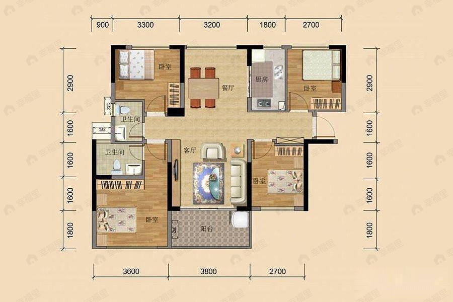顺祥花园4室2厅1卫户型图
