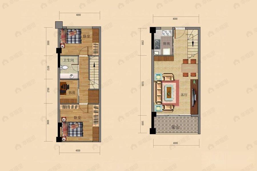 3室2厅1卫建面68平户型图