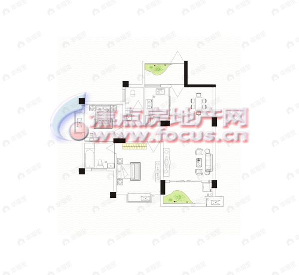 未来蜂巢2室2厅户型图