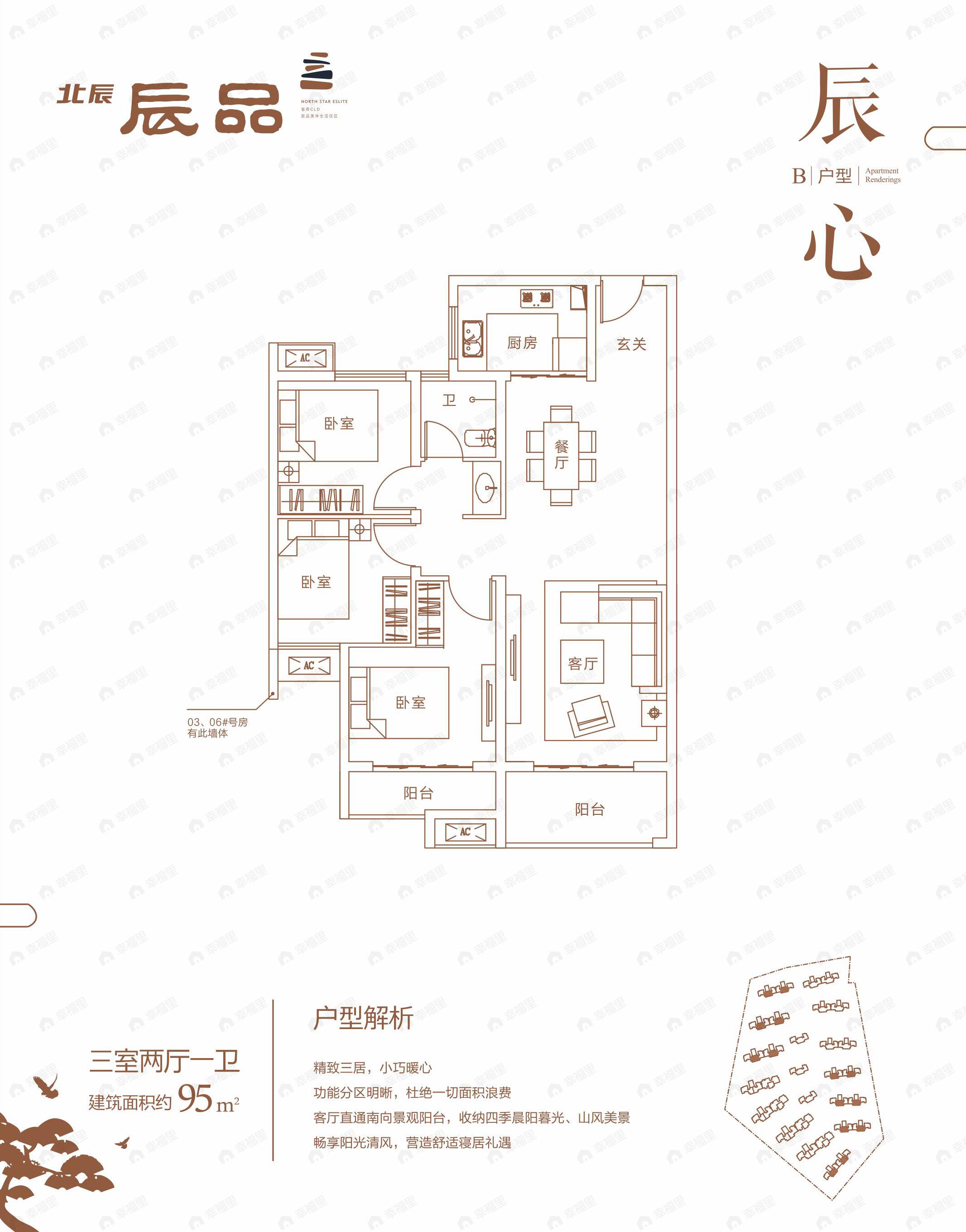 北辰中央公园3室2厅1卫户型图