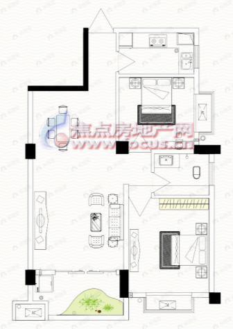 2室2厅建面78平户型图