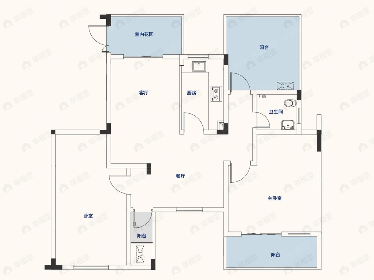 2室2厅建面96平户型图