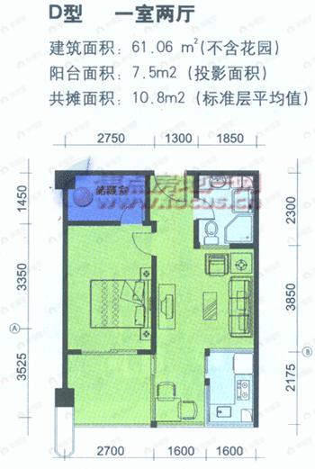 建面61平户型图
