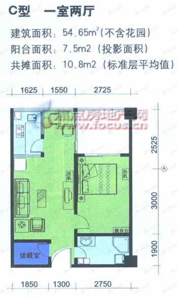 建面54平户型图