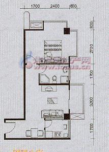 1室1厅建面57平户型图