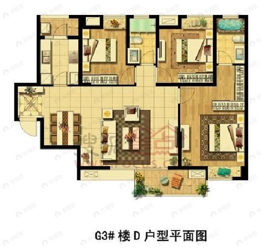 3室2厅建面125平户型图