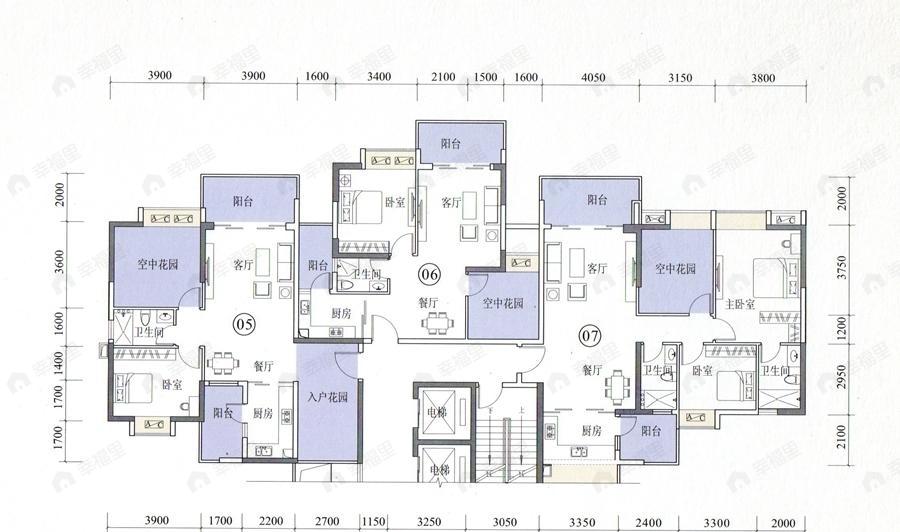 1室2厅1卫建面69平户型图