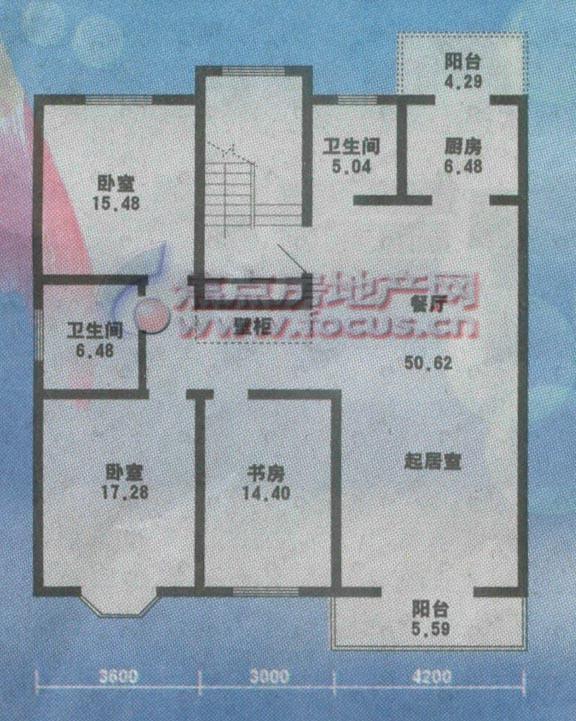 盈海名都3室1厅户型图