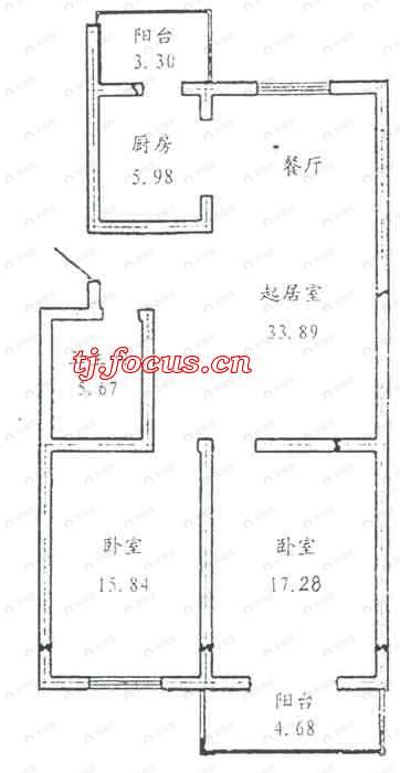 2室2厅建面98平户型图