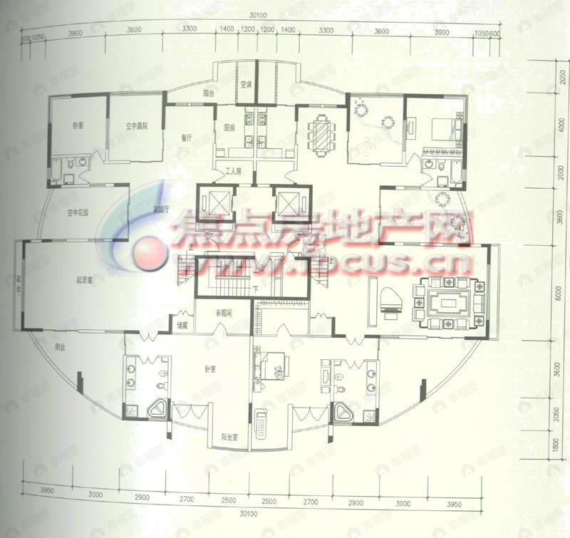 建面460平户型图