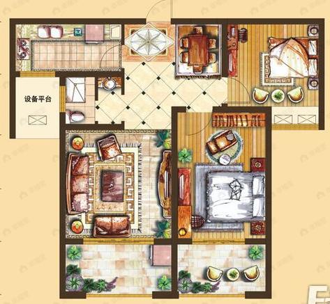 2室2厅1卫建面87平户型图