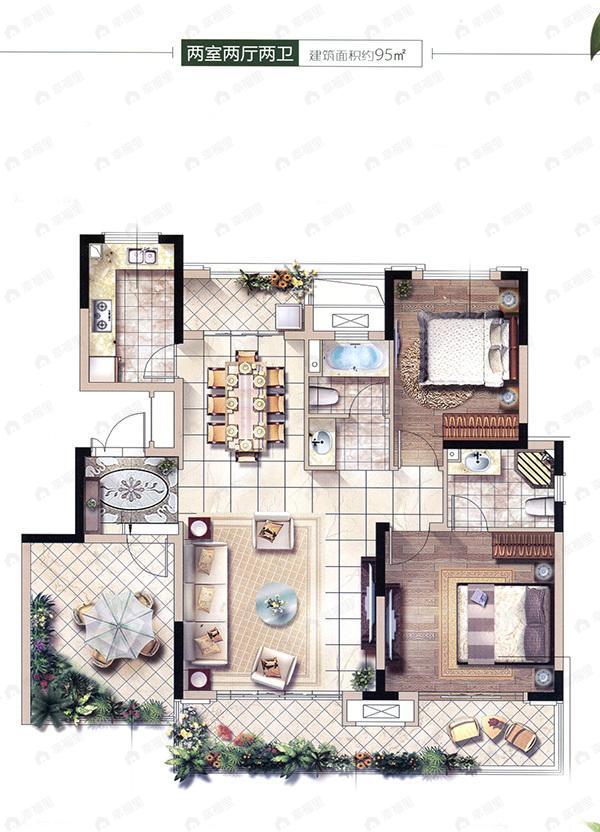 启迪协信·太古城3室2厅1卫户型图