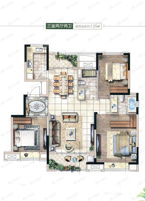启迪协信·太古城3室2厅1卫户型图
