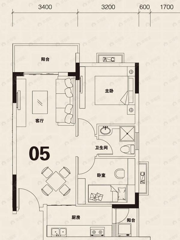 科城山庄峻森园2室2厅户型图