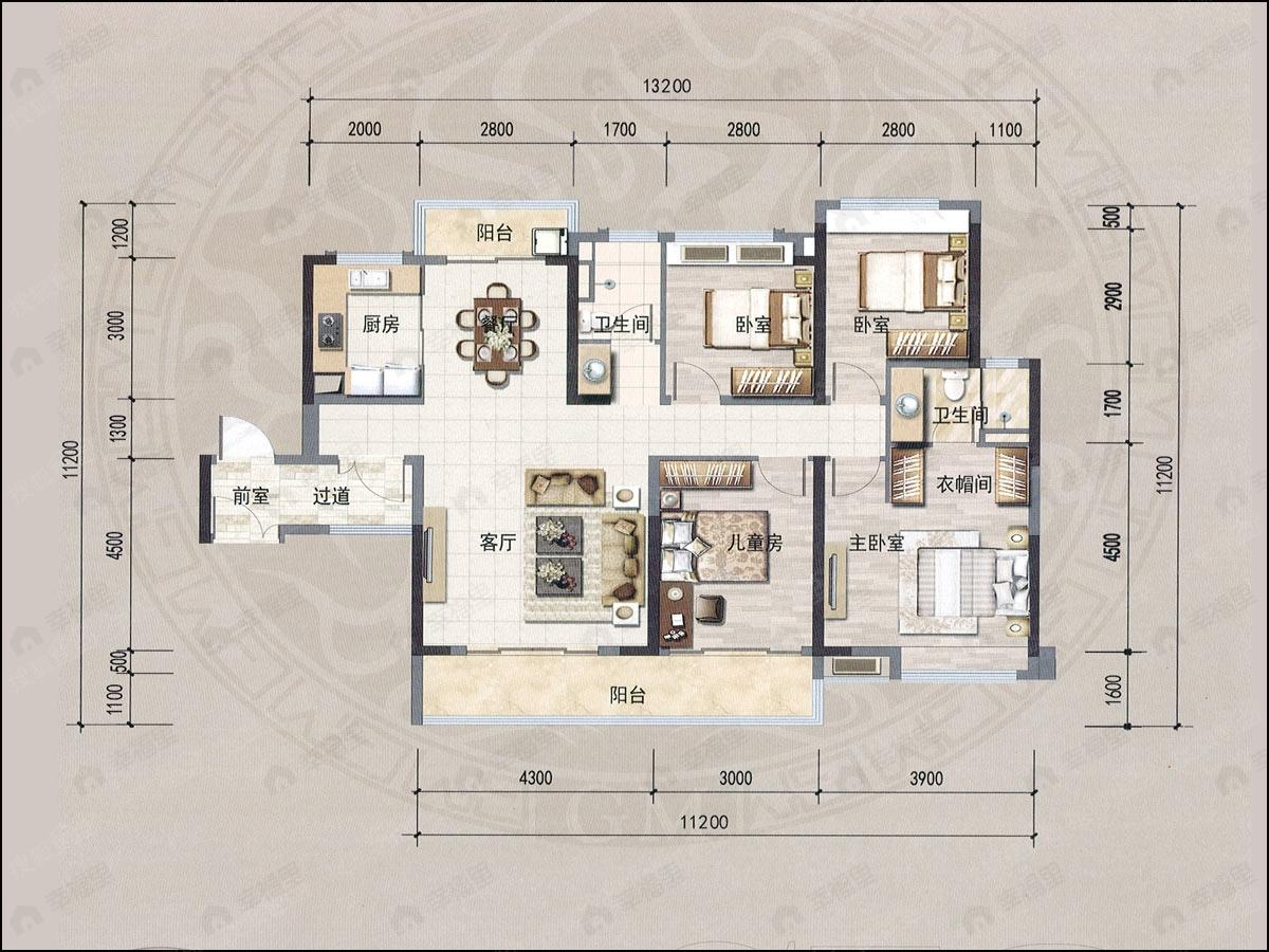 4室2厅建面139平户型图