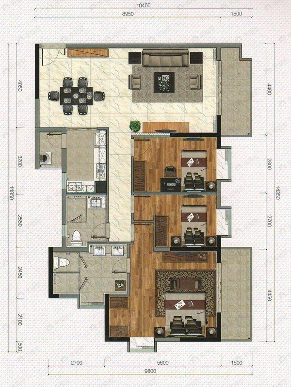 广州荔湾君荟名轩3室2厅户型图