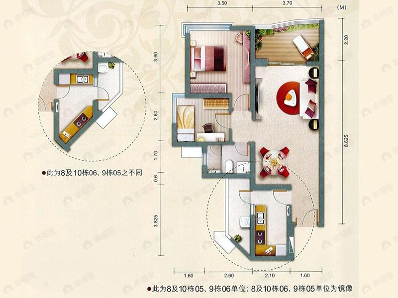 2室2厅建面86平户型图