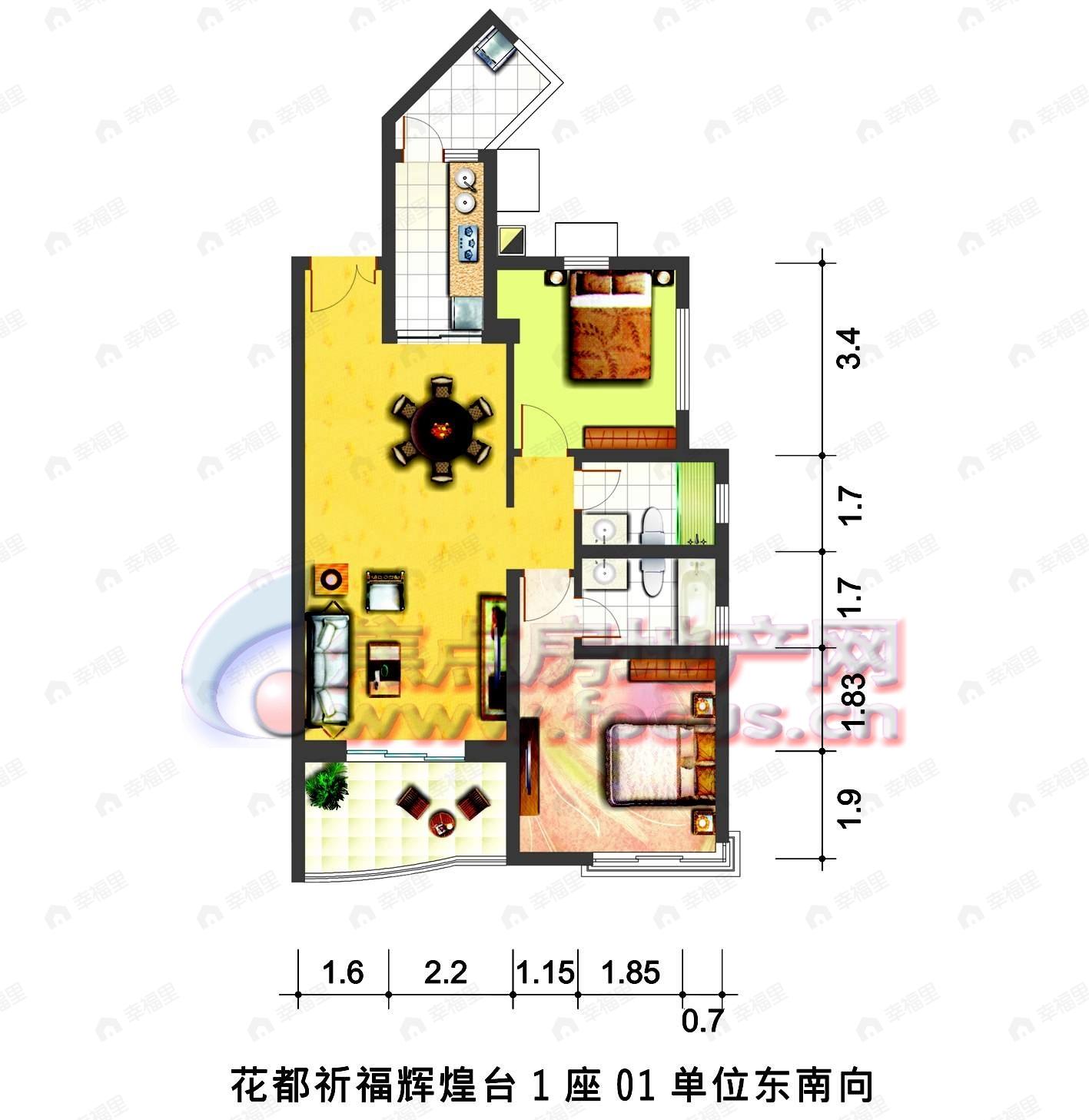 2室2厅建面95平户型图