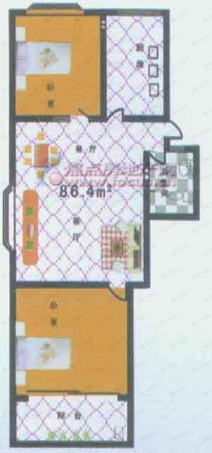 2室2厅建面86平户型图