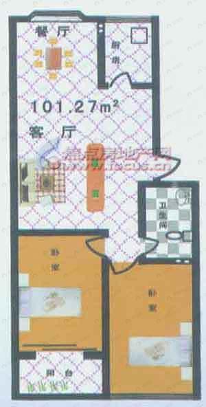 红园小区2室2厅户型图