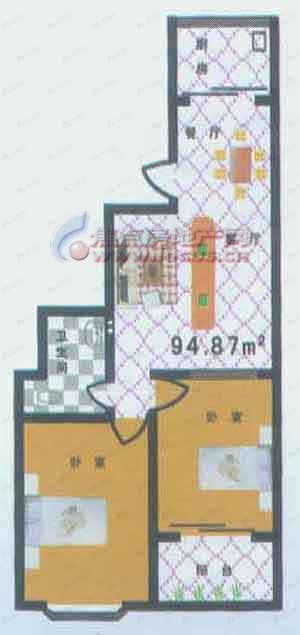 2室2厅建面94平户型图