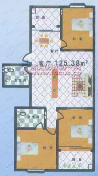 3室2厅建面125平户型图