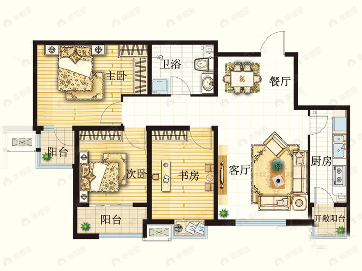 明湖白鹭郡3室2厅户型图
