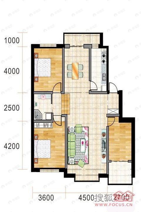 3室2厅建面127平户型图