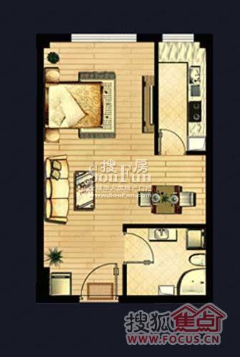1室1厅1卫建面35平户型图