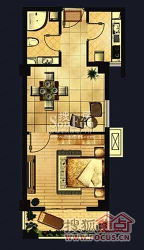 城置御水华庭1室1厅1卫户型图