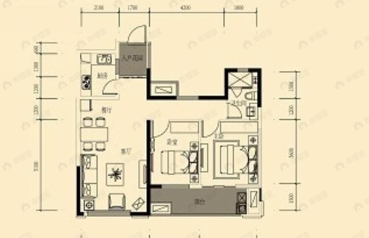 3室2厅1卫建面88平户型图
