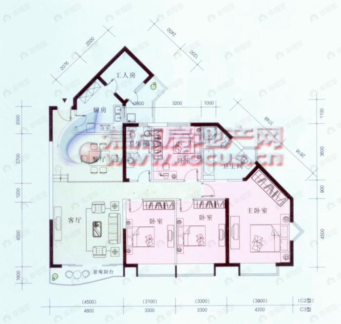 聚英花园5室2厅户型图