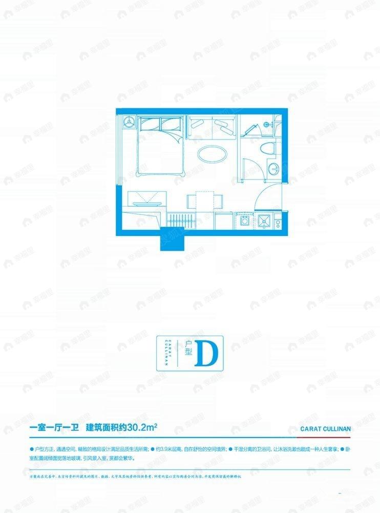 1室1厅建面30平户型图