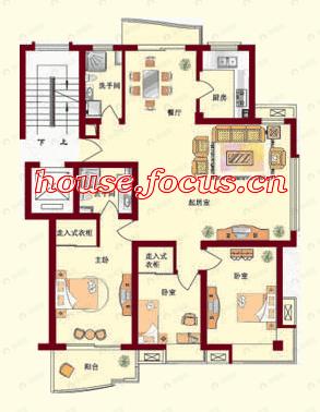 名城左岸花园3室2厅户型图