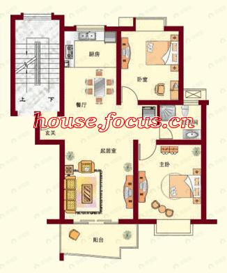 2室2厅建面87平户型图