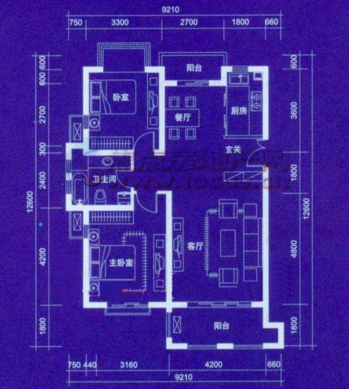 通和戈雅公寓2室2厅户型图